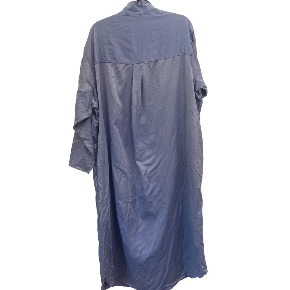 Fernando Sanchez Vintage Blue Jacquard Dot Robe Button Front Cotton Loungewear